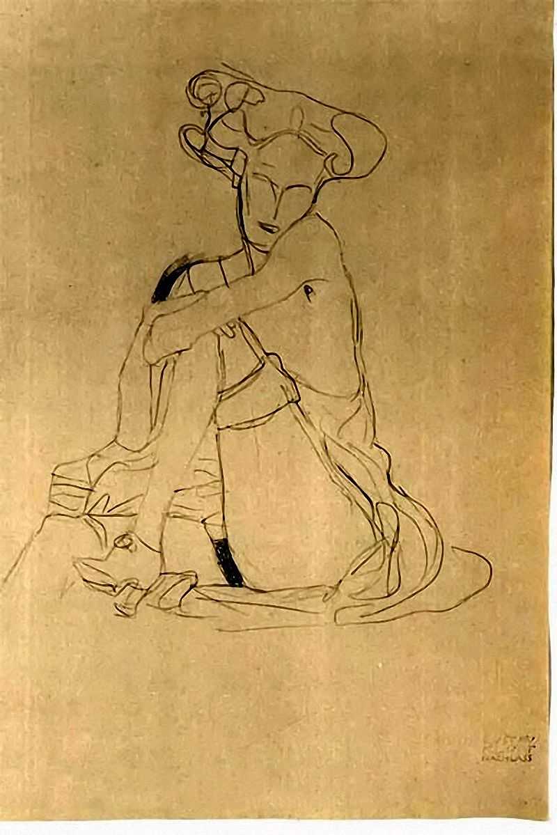 Ů - Seated woman with raised leg