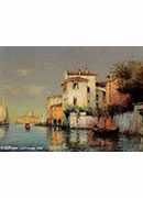 ˹ӵ:洬빱 - venetian canal scene with fishing boats and gondolas