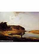 Landscape with river and angler