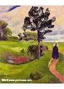 Mother and Child on a Breton Landscape