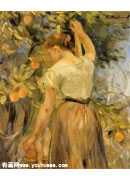 Young Woman Picking Oranges