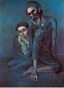 Old blind man with boy