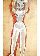 Female nude with her arms raised