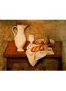 Still life with jug and bread