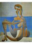 Seated bather on the beach