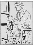 The workman sitting