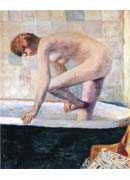 Nude Washing Feet in a Bathtub