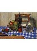 Still Life with Blue Checkered Tablecloth