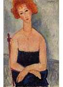 Redheaded woman wearing a pendant