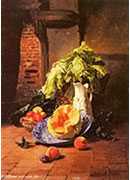 :ɫƿˮ߲ - a still life with a white porcelain pitcher, fruit and vegetables