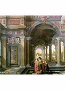 palace courtyard with figures