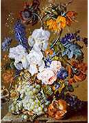 :ʯ - an elaborate floral still life with a pomegranate, grapes and butterflies