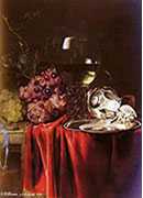 :ѣƱ޺͵ - a still life of grapes, a roemer, a silver ewer and a plate