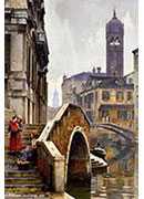 the ponte dei pugni, venice, with the campanile of sta. fosca beyond