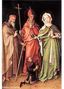 saints catherine, hubert and quirinus with a donor