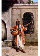 a musician playing before a mosque in constantinople