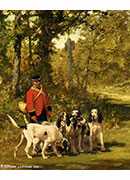 penne charles olivier de a huntmaster with his dogs on a forest trail oil on panel