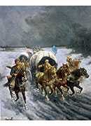 russian caravans in snow