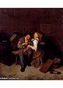 an amorous couple in a tavern