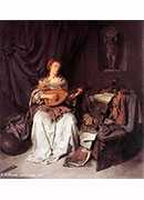 woman playing a lute