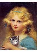 СèŮ - portrait of a young girl holding a kitten