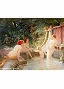 bathers in a fountain