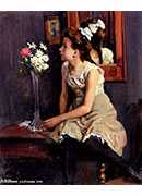 girl in the studio with flowers