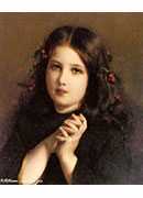 a young girl with holly berries in her hair