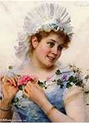 a young girl with roses