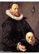 õӻ - portrait of a man holding a skull