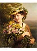 a young beauty holding a bouquet of flowers