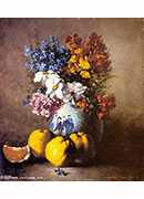 :ƿʻˮ - a still life with a vase of flowers and fruit