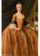 ̹ǡֱһɿһֻС - portrait of the infanta maria josefa de borbon full length with a cup of chocolate and a dog