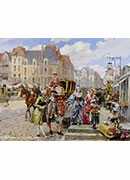 a paris street scene in the time of louis xiv