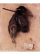 : - still life with partridge and iron gloves