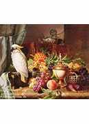 :ˮ - still life with fruit and a cockatoo