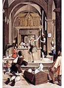 pilgrims at the tomb of st sebastian