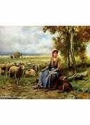 shepherdess watching over her flock