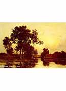 paysage de riviere au crepuscule