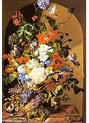 : - a still life with flowers and grapes