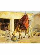 arabs and camels in a courtyard