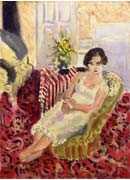 Seated Figure, Striped Carpet