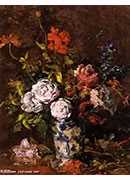 :״ƿʻ - Floral Still Life In A Blue And White Porcelain Vase