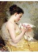 a beauty with doves