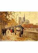 booksellers along the seine with a view of notre dame