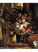 a vase of flowers on a console