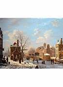 a dutch town scene in winter