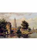 view of a riverside dutch town