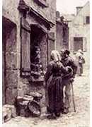 breton peasants buying fruit at landerneau