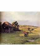 landscape with a peasant woman milking a cow